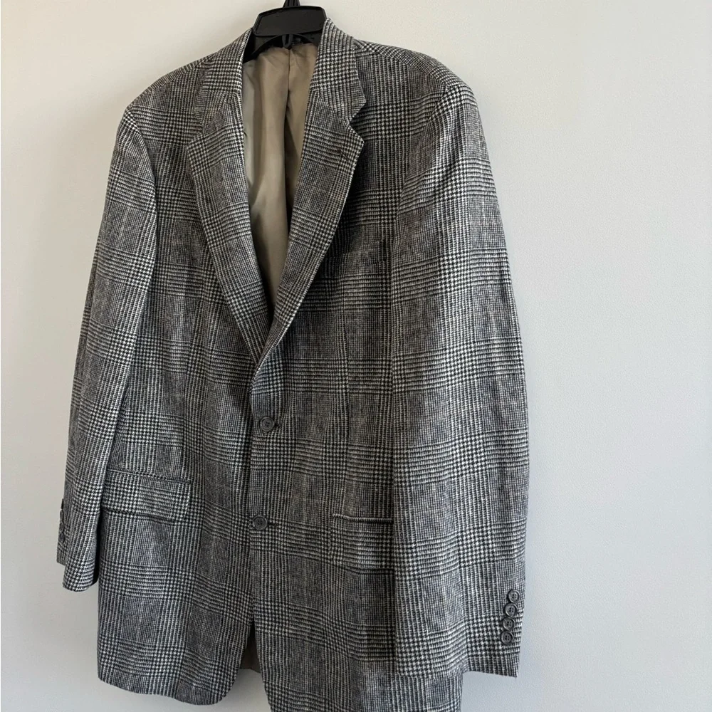 VTG Lord & Taylor Blazer Sport Coat Camel Hair Plaid Mens 40L Professor Grandpa